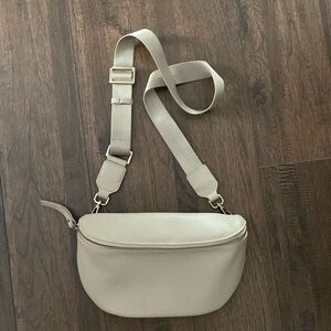 Genuine leather taupe fannypack.